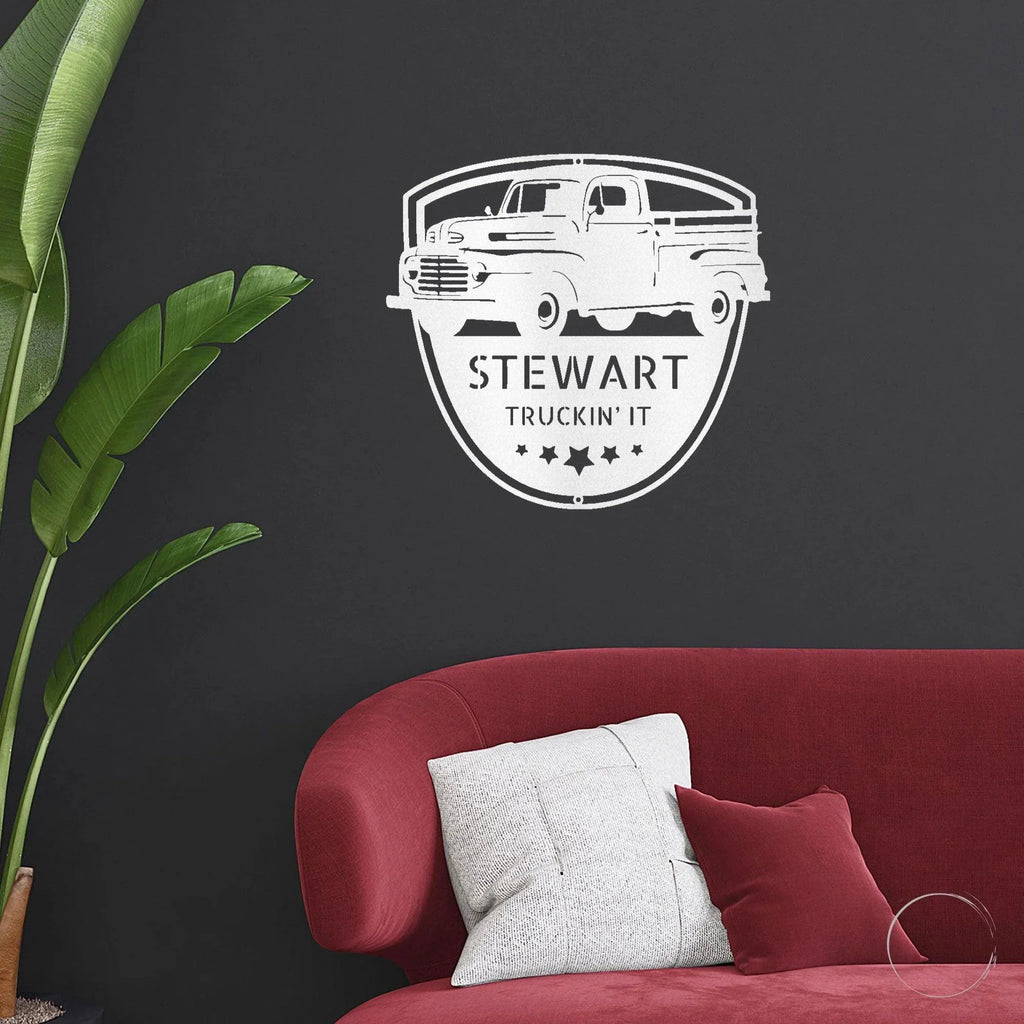 Classic Pickup Truck Personalized Steel Wall Sign