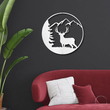 Deer Scene Metal Art Wall Sign - Mallard Moon Gift Shop