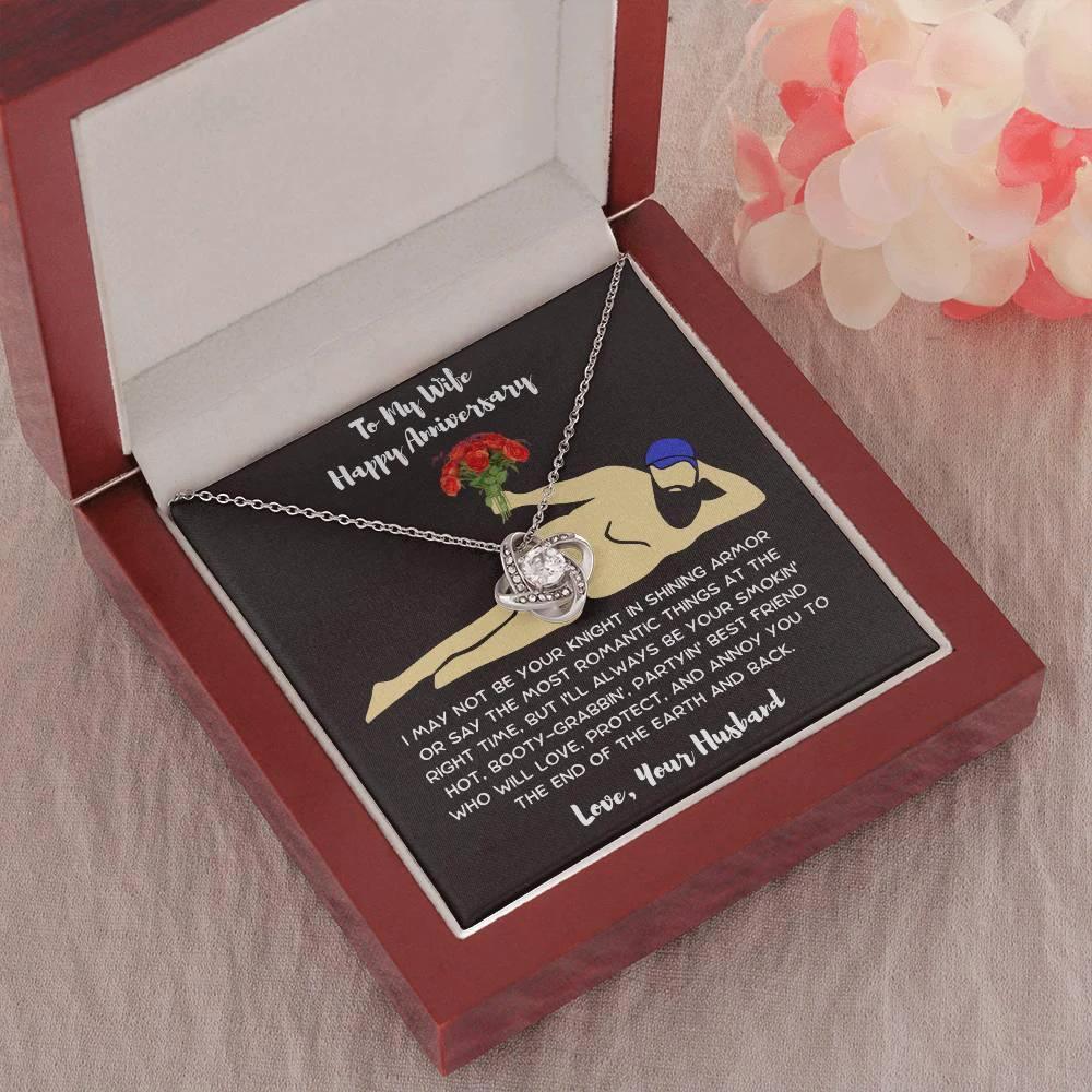 Wife Anniversary - Birthday - Personalized Knight in Shining Armor Love Knot Necklace and Message Card