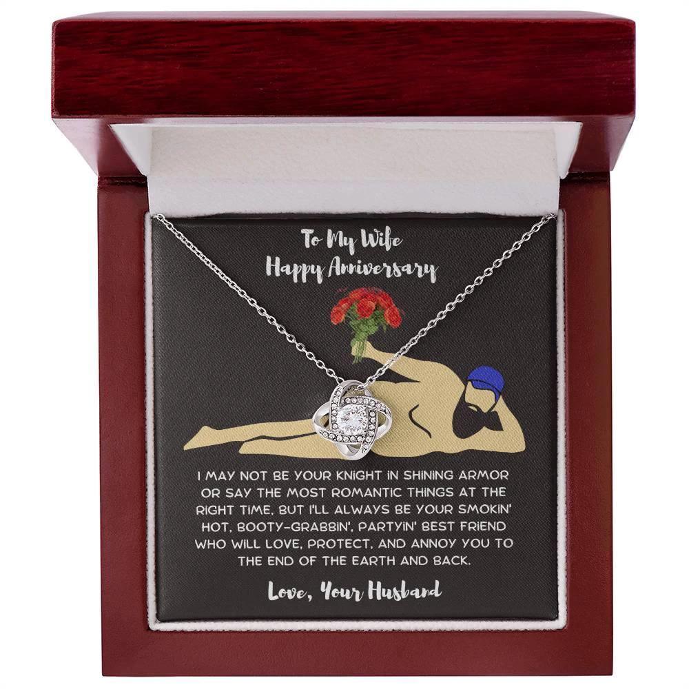 Wife Anniversary - Birthday - Personalized Knight in Shining Armor Love Knot Necklace and Message Card