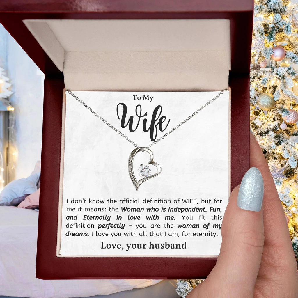 To My Wife - Woman of My Dreams - Forever Love Heart Pendant Necklace