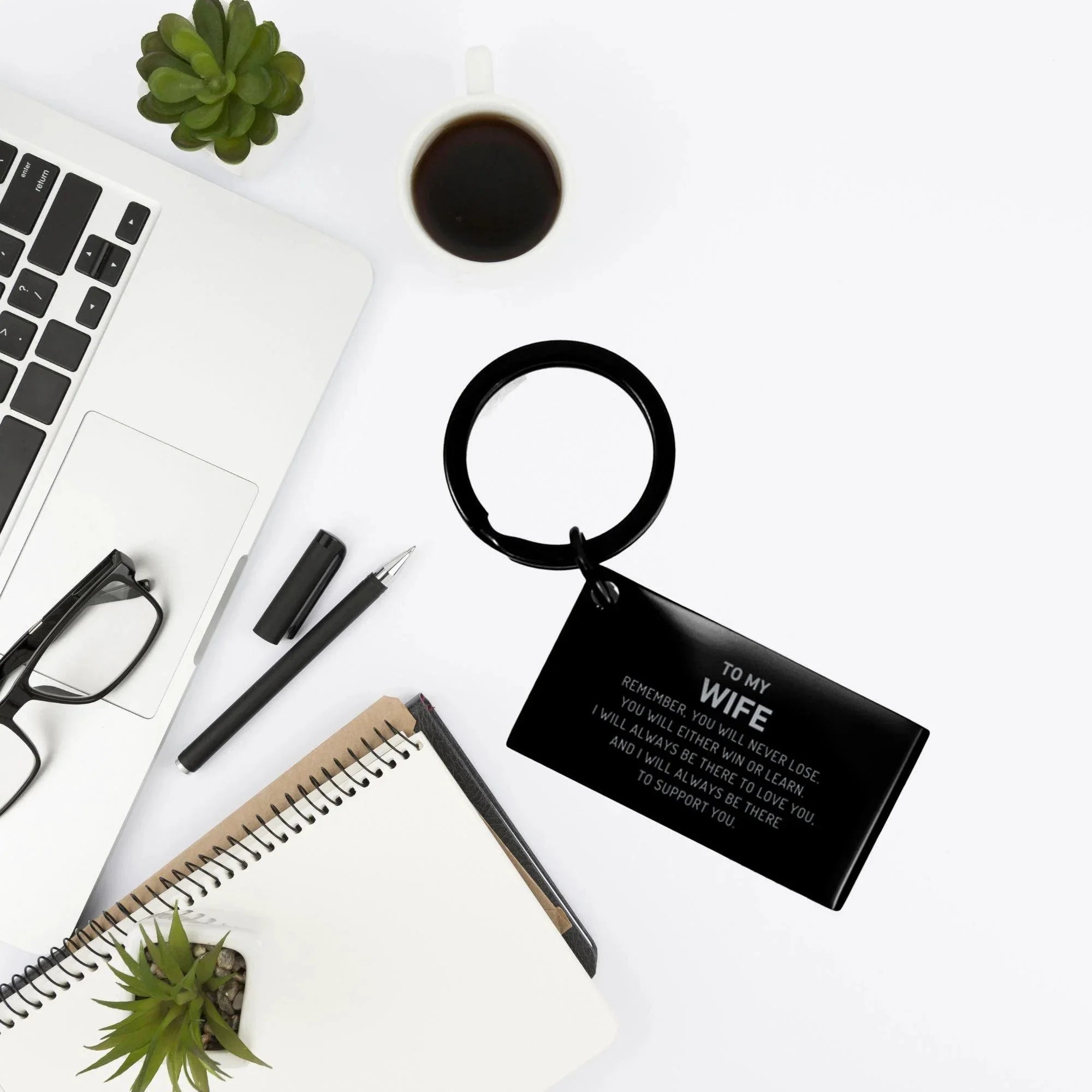 Wife Gifts, To My Wife Remember, you will never lose. You will either WIN or LEARN, Keepsake Keychain For Wife Engraved, Birthday Christmas Gifts Ideas For Wife X-mas Gifts