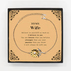 Wife Sunflower Bracelet Gifts, To My Wife You are braver than you believe, stronger than you seem, Inspirational Gifts For Wife Card, Birthday, Christmas Gifts For Wife Men Women