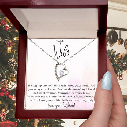 To My Wife - Hold You in my Arms - Forever Love Heart Pendant Necklace - Mallard Moon Gift Shop