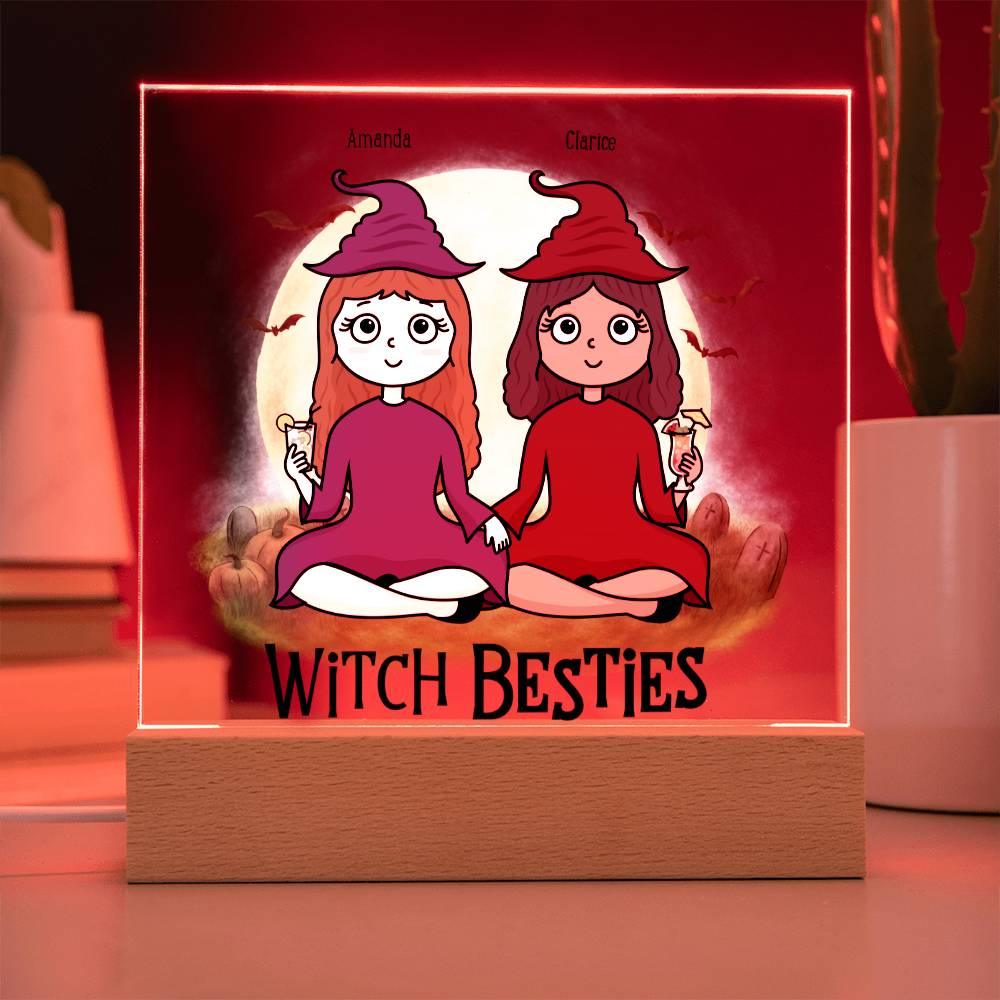 Witch Besties Personalized Best Friends Halloween Acrylic Plaque - Mallard Moon Gift Shop