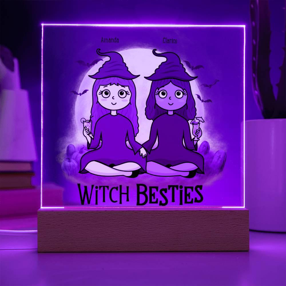 Witch Besties Personalized Best Friends Halloween Acrylic Plaque - Mallard Moon Gift Shop