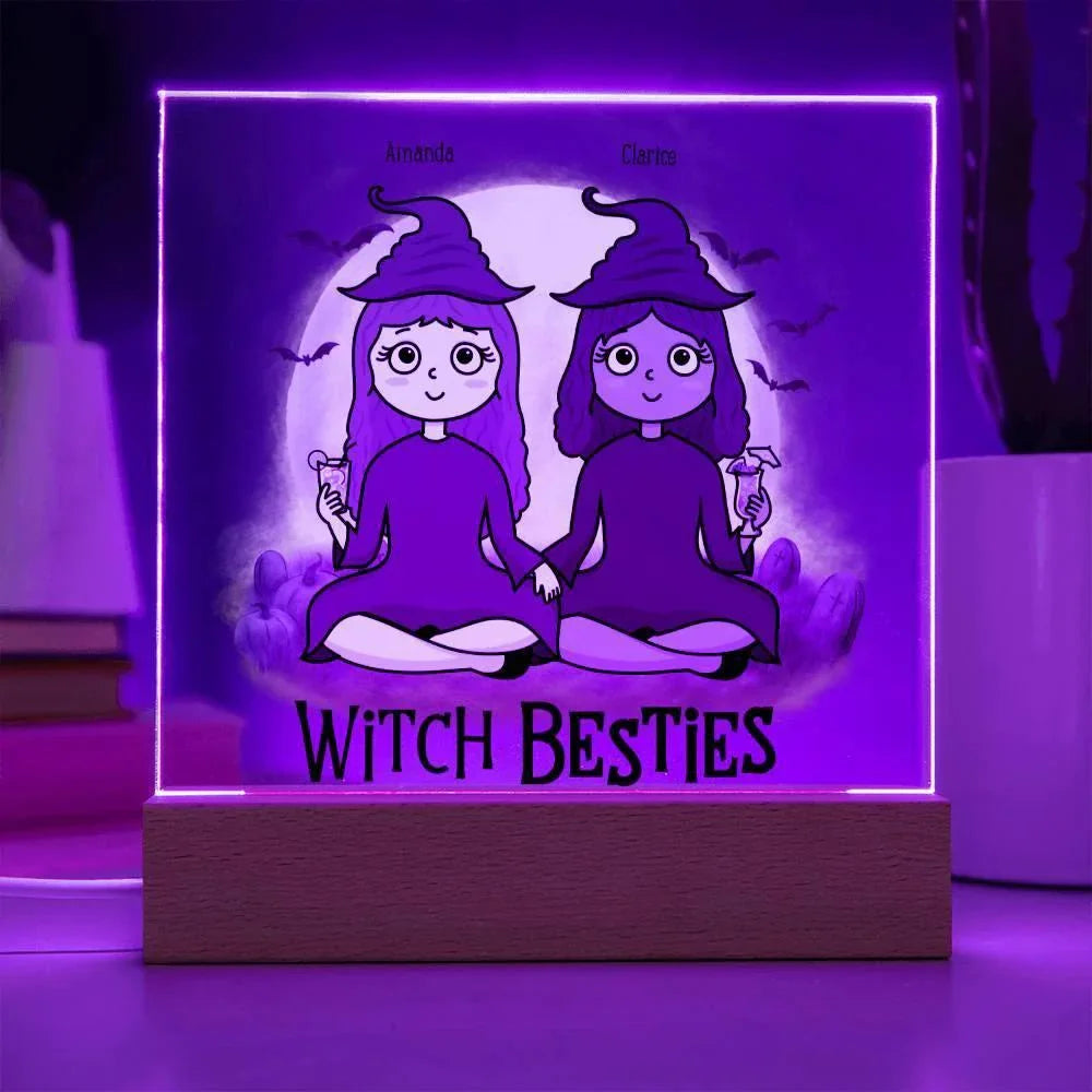 Witch Besties Personalized Best Friends Halloween Acrylic Plaque
