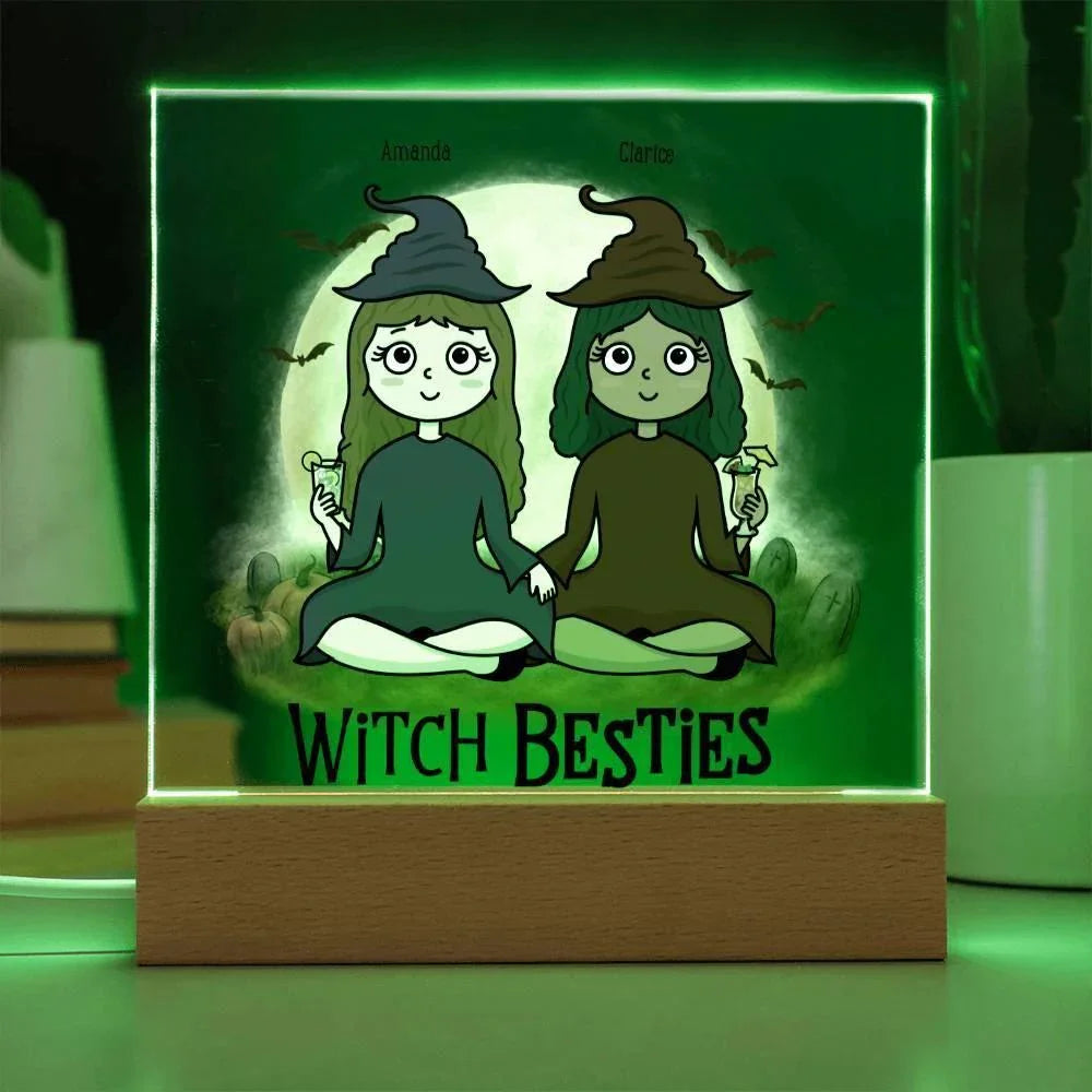 Witch Besties Personalized Best Friends Halloween Acrylic Plaque
