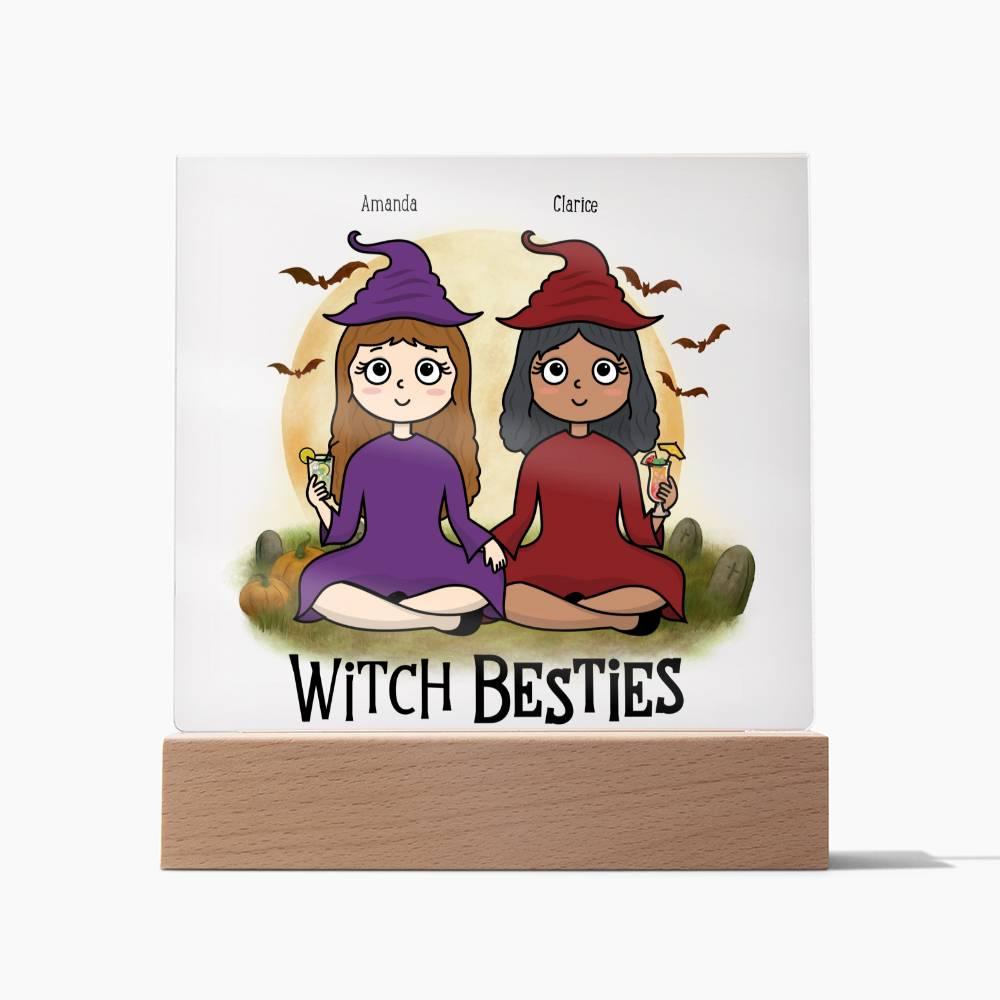 Witch Besties Personalized Best Friends Halloween Acrylic Plaque - Mallard Moon Gift Shop