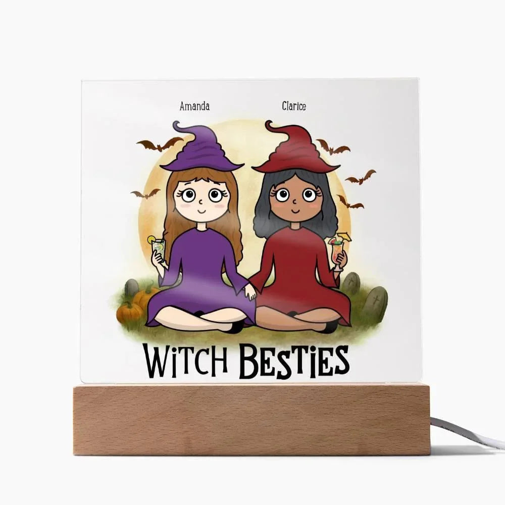 Witch Besties Personalized Best Friends Halloween Acrylic Plaque