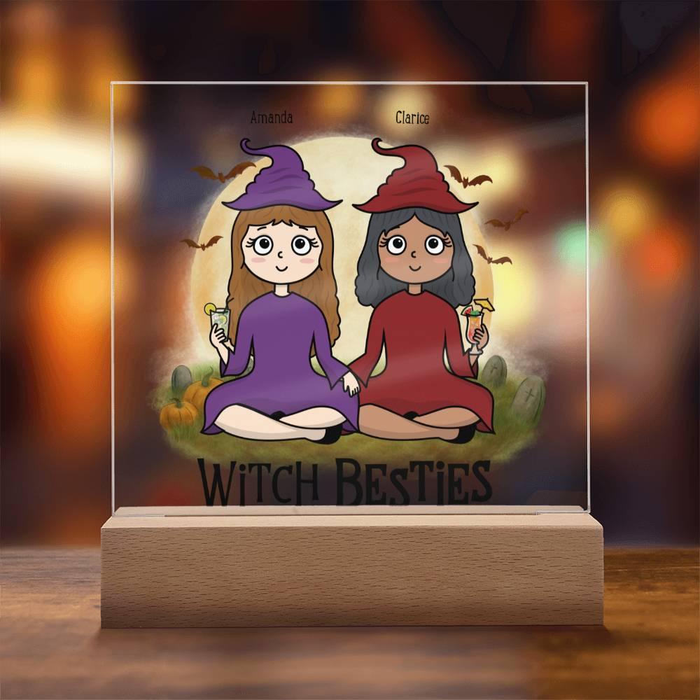 Witch Besties Personalized Best Friends Halloween Acrylic Plaque - Mallard Moon Gift Shop
