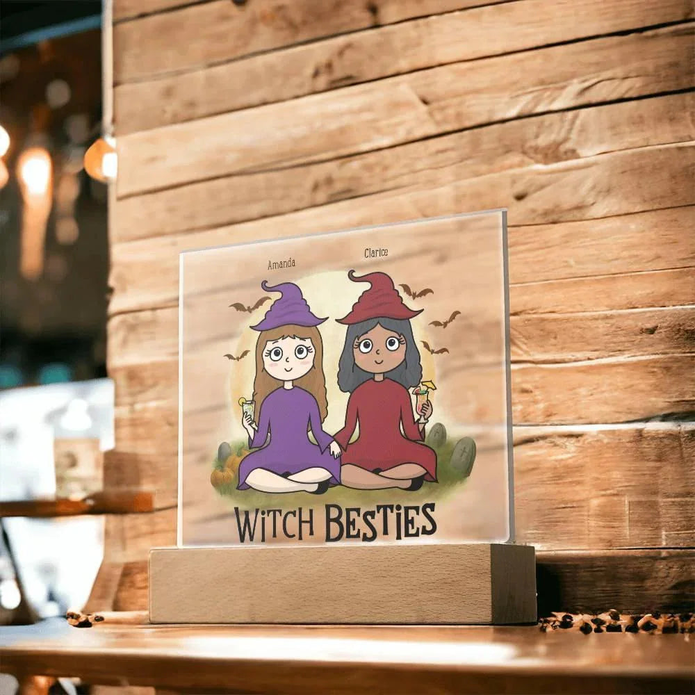 Witch Besties Personalized Best Friends Halloween Acrylic Plaque