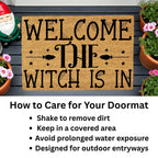 Welcome the Witch Is In - Coir Doormat – Funny Witch Halloween Welcome Mat | Spooky Fall Front Porch Decor | Rustic Farmhouse Entryway Rug