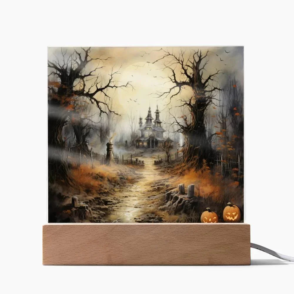 Witching Manor: Halloween's Spooktacular Acrylic Plaque