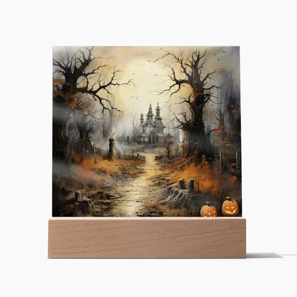 Witching Manor: Halloween's Spooktacular Acrylic Plaque