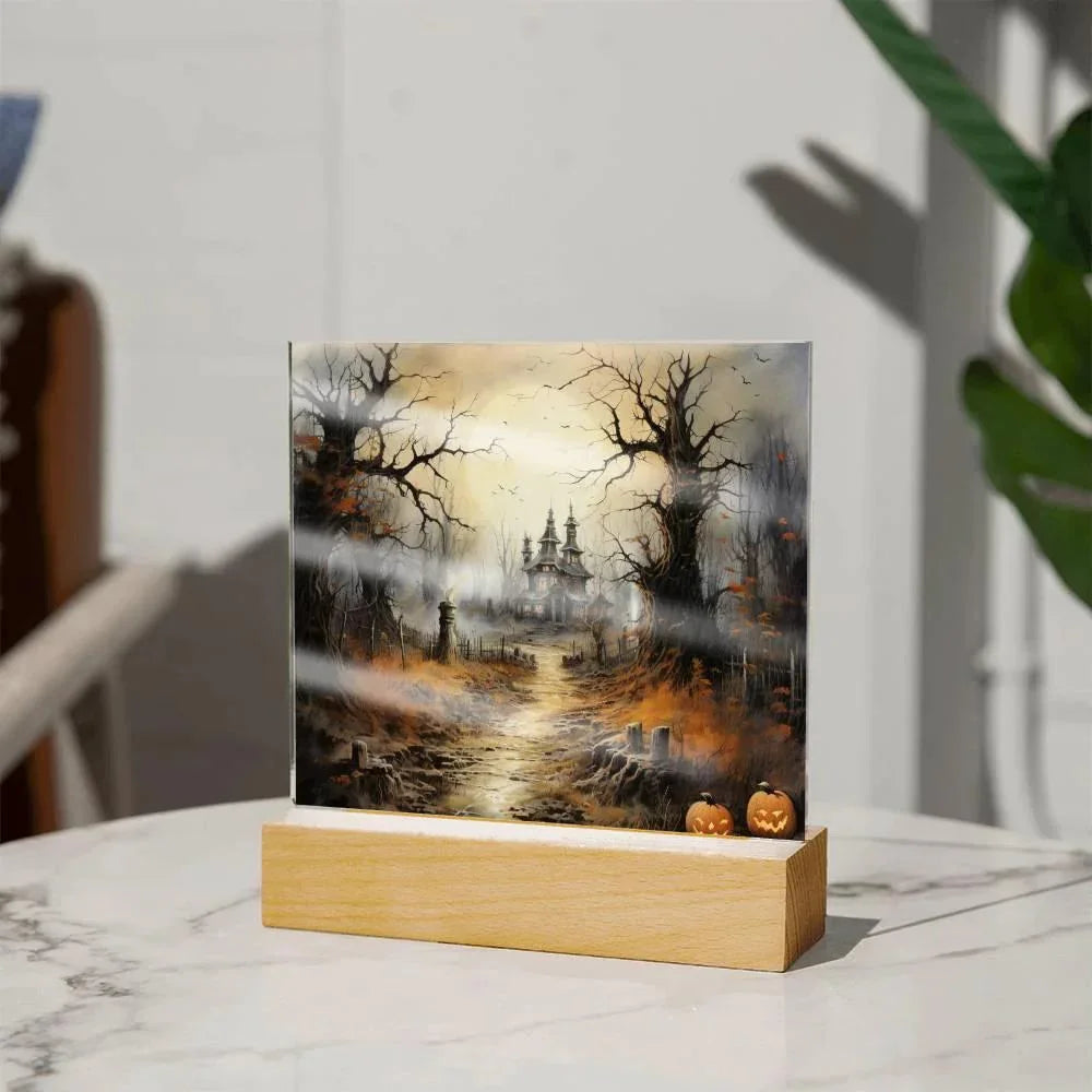Witching Manor: Halloween's Spooktacular Acrylic Plaque
