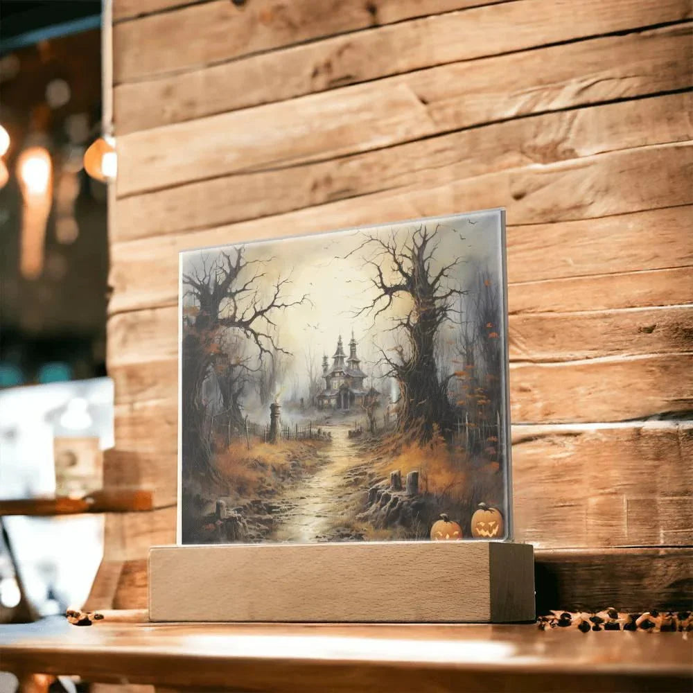 Witching Manor: Halloween's Spooktacular Acrylic Plaque
