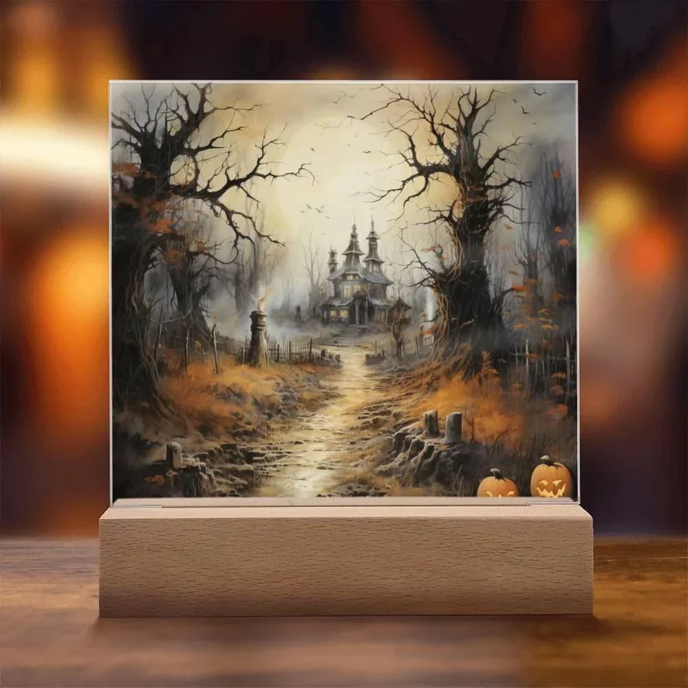 Witching Manor: Halloween's Spooktacular Acrylic Plaque