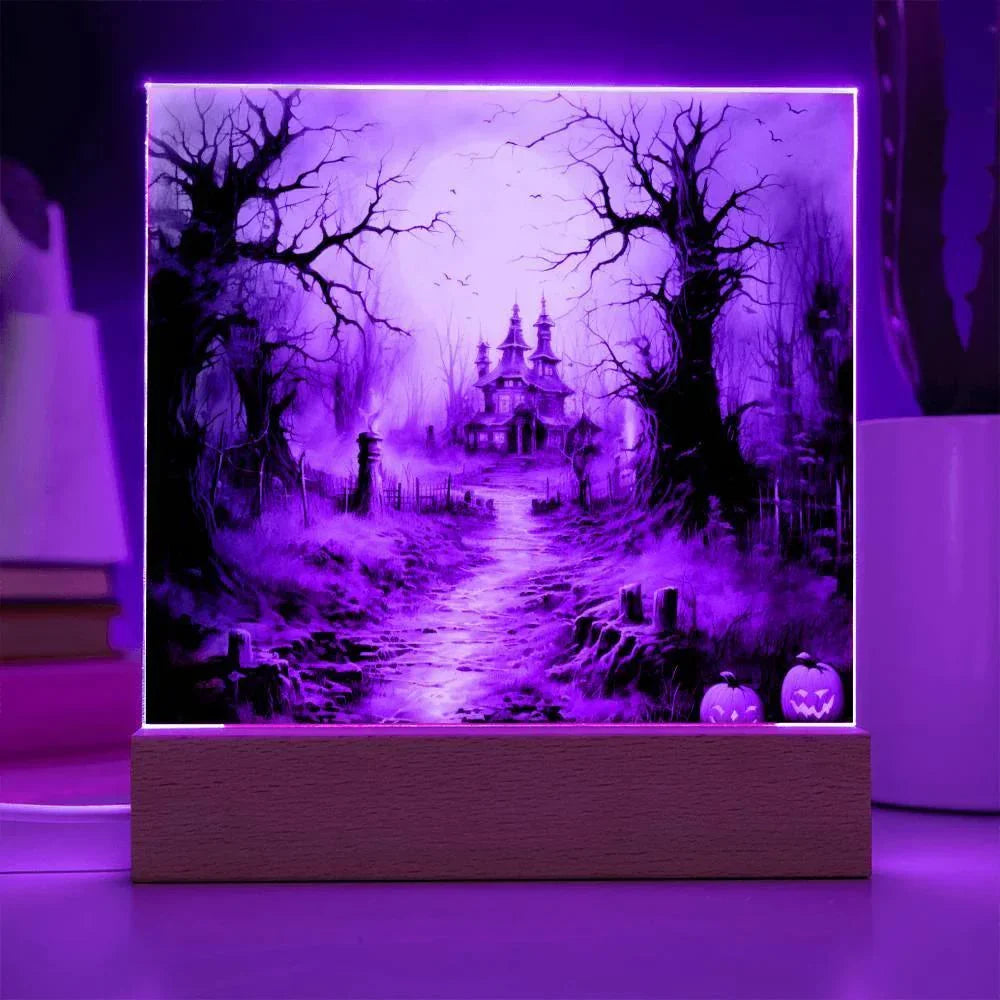 Witching Manor: Halloween's Spooktacular Acrylic Plaque