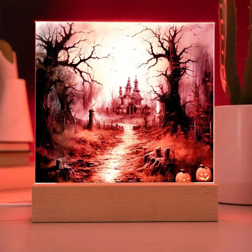Witching Manor: Halloween's Spooktacular Acrylic Plaque