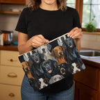 Dog Lover's Everyday Zipper Bag – Double-Sided Dog Print | 12.5" x 8.5" Durable Polyester Pouch with Optional Black or White Lining and Zipper