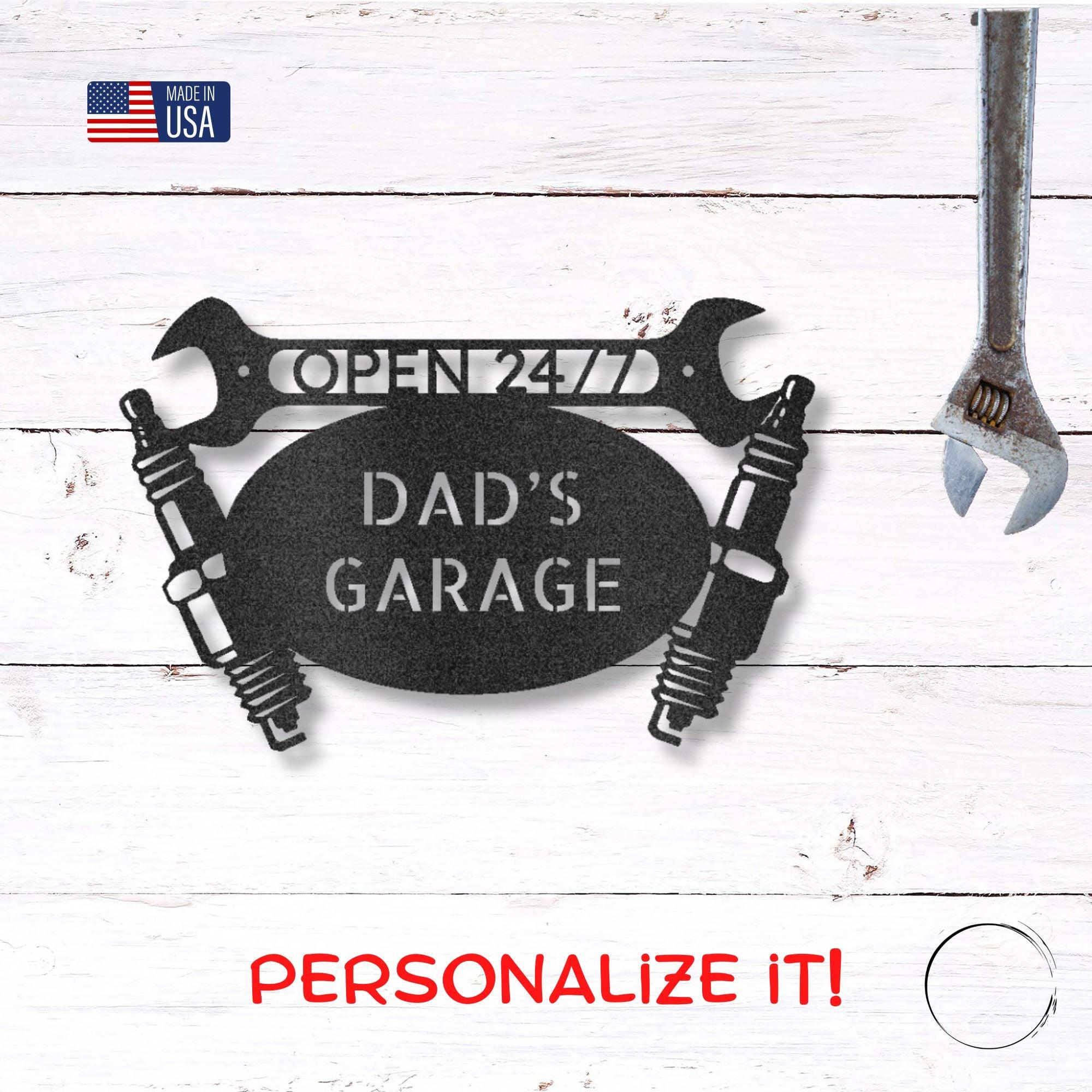 Garage Auto Mechanic Personalized Metal Art Wall Sign - Mallard Moon Gift Shop