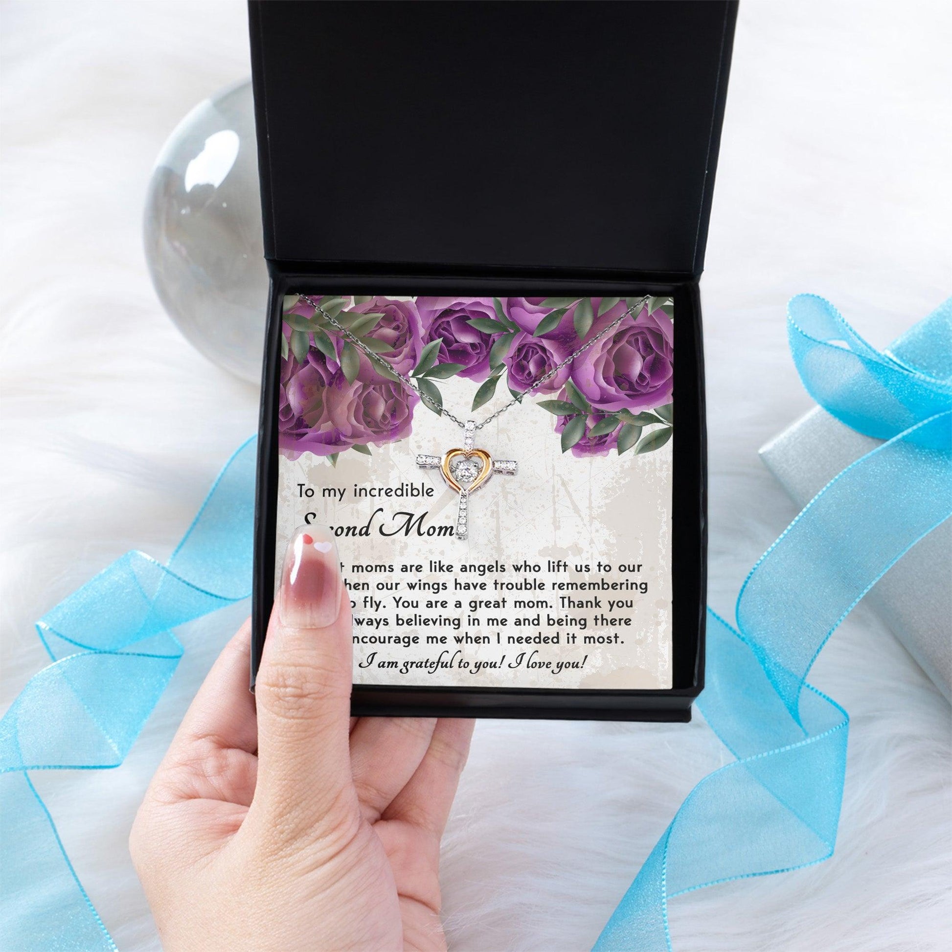 Bonus Mom Gift I am Grateful For You Cross Pendant Necklace - Mallard Moon Gift Shop