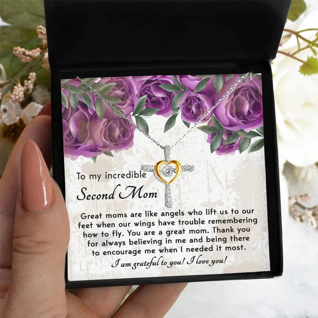 Bonus Mom Gift I am Grateful For You Cross Pendant Necklace