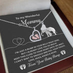 To My Wonderful Mommy I May be Just a Bump But I Love You So Much Baby Feet Necklace
