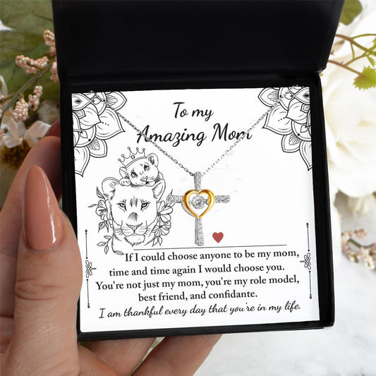 To My Amazing Mom You are my Best Friend, Role Model, and Confidante Cross Pendant Necklace - Mallard Moon Gift Shop