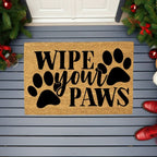 Wipe Your Paws Funny Pet Doormat | Natural Coir Welcome Mat for Dog & Cat Owners | Farmhouse Style Entry Rug