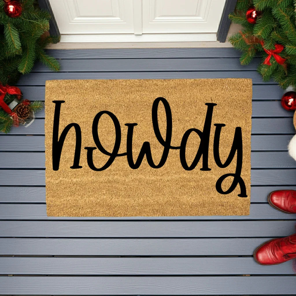 Rustic Howdy Welcome Doormat – Country Farmhouse Coir Entry Mat | Southern Greeting Door Mat | Western Home Décor Gift