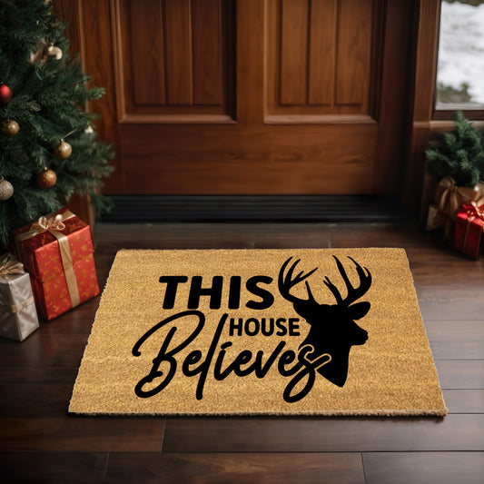 This House Believes in Christmas Outdoor Mat
