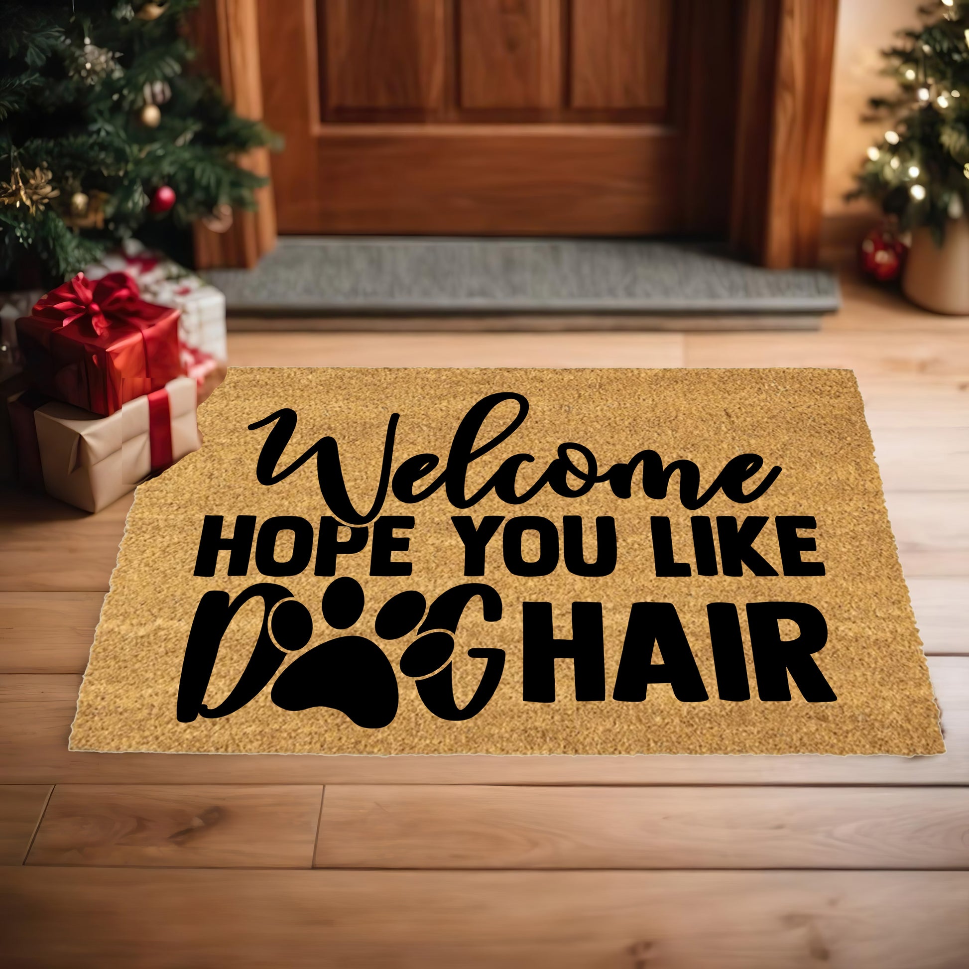 Funny Dog Lover Doormat – “Welcome Hope You Like Dog Hair” | Coir Welcome Mat with Paw Print | Gift for Dog Owners, Pet Homes & Dog Moms - Mallard Moon