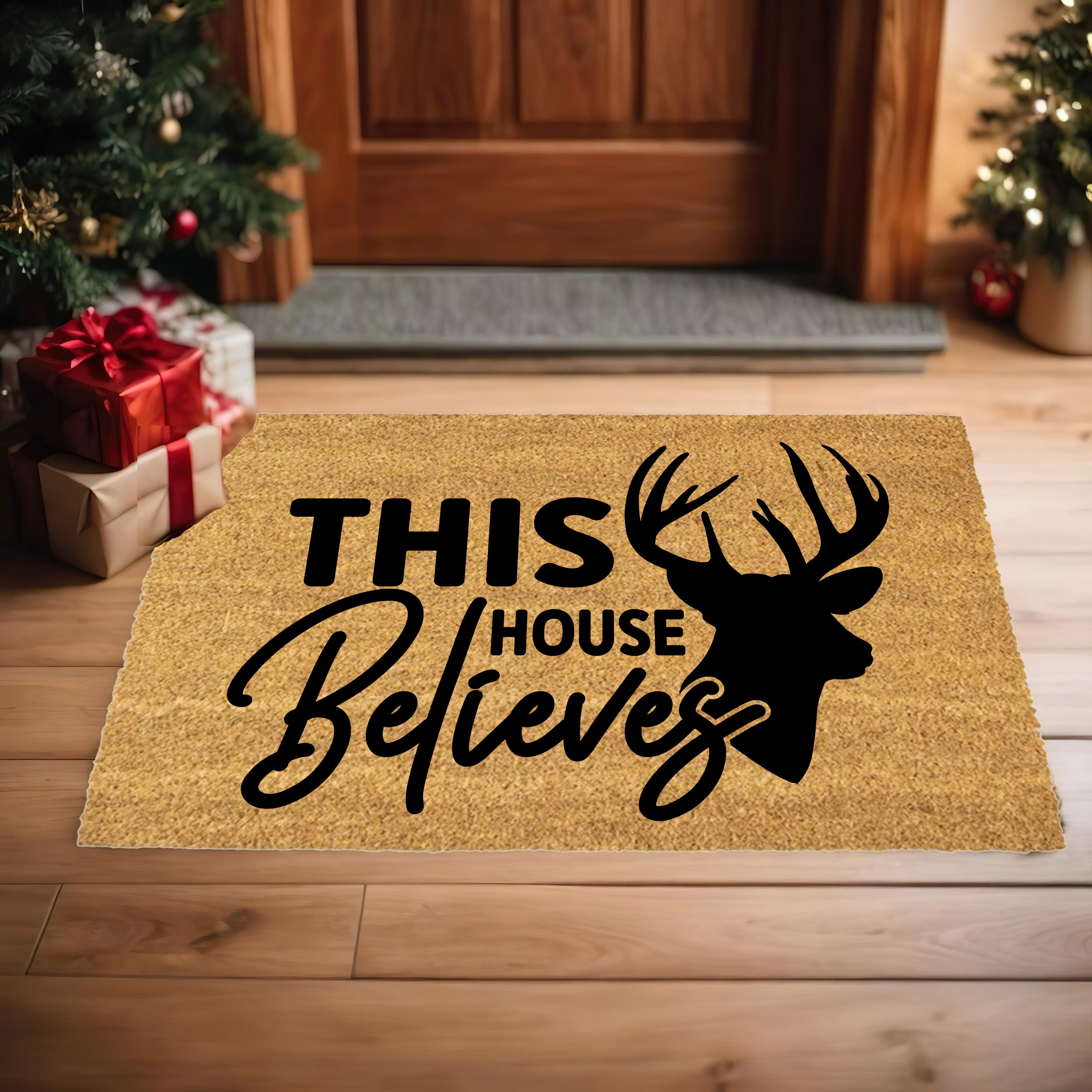 This House Believes in Christmas Outdoor Mat - Mallard Moon