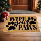 Wipe Your Paws Funny Pet Doormat | Natural Coir Welcome Mat for Dog & Cat Owners | Farmhouse Style Entry Rug