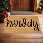 Rustic Howdy Welcome Doormat – Country Farmhouse Coir Entry Mat | Southern Greeting Door Mat | Western Home Décor Gift