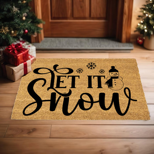 Let It Snow Doormat – Snowman Christmas Outdoor Coir Mat Décor