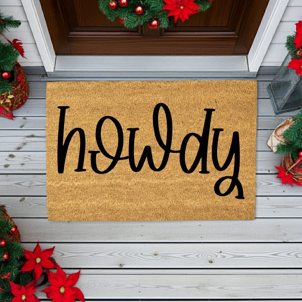 Rustic Howdy Welcome Doormat – Country Farmhouse Coir Entry Mat | Southern Greeting Door Mat | Western Home Décor Gift
