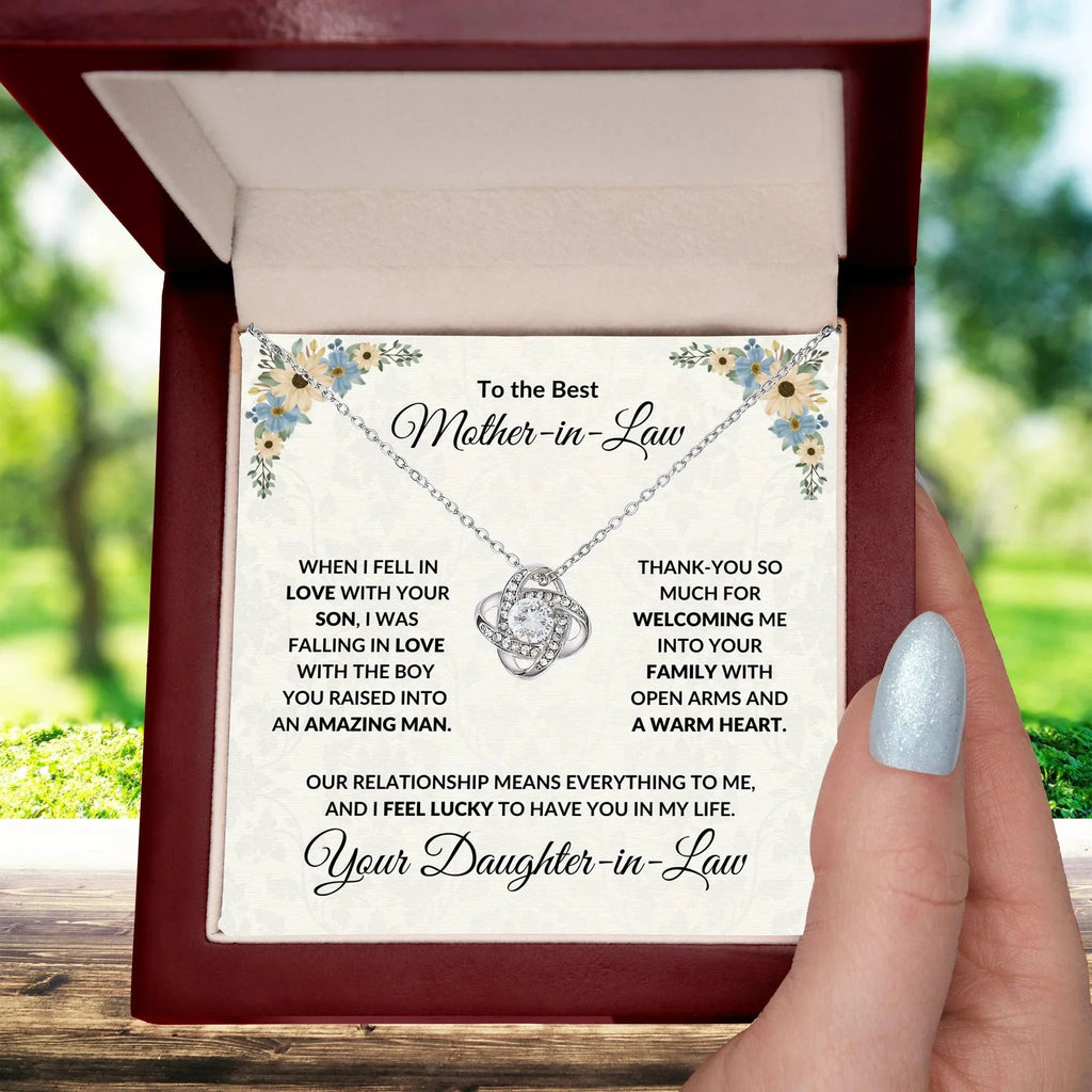 Gift for Mother-in-Law Love Knot Necklace from Daughter-in-Law
