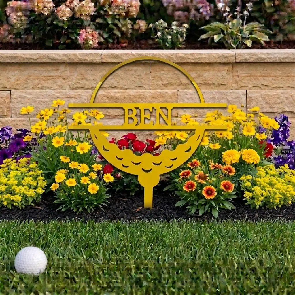 Personalized Golf Garden Stake – Custom Name Golf Tee Sign – Outdoor Yard Decor – Golfer Gift