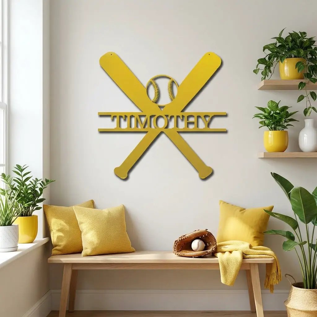 Personalized Baseball Bat Metal Wall Art with Name, Custom Baseball Sign, Boys Room Decor, Sports Wall Art, Baseball Player Gift Idea