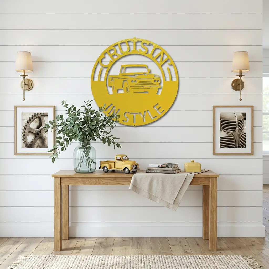 Classic Pickup Truck Personalized Indoor Outdoor Steel Sign Wall Sign