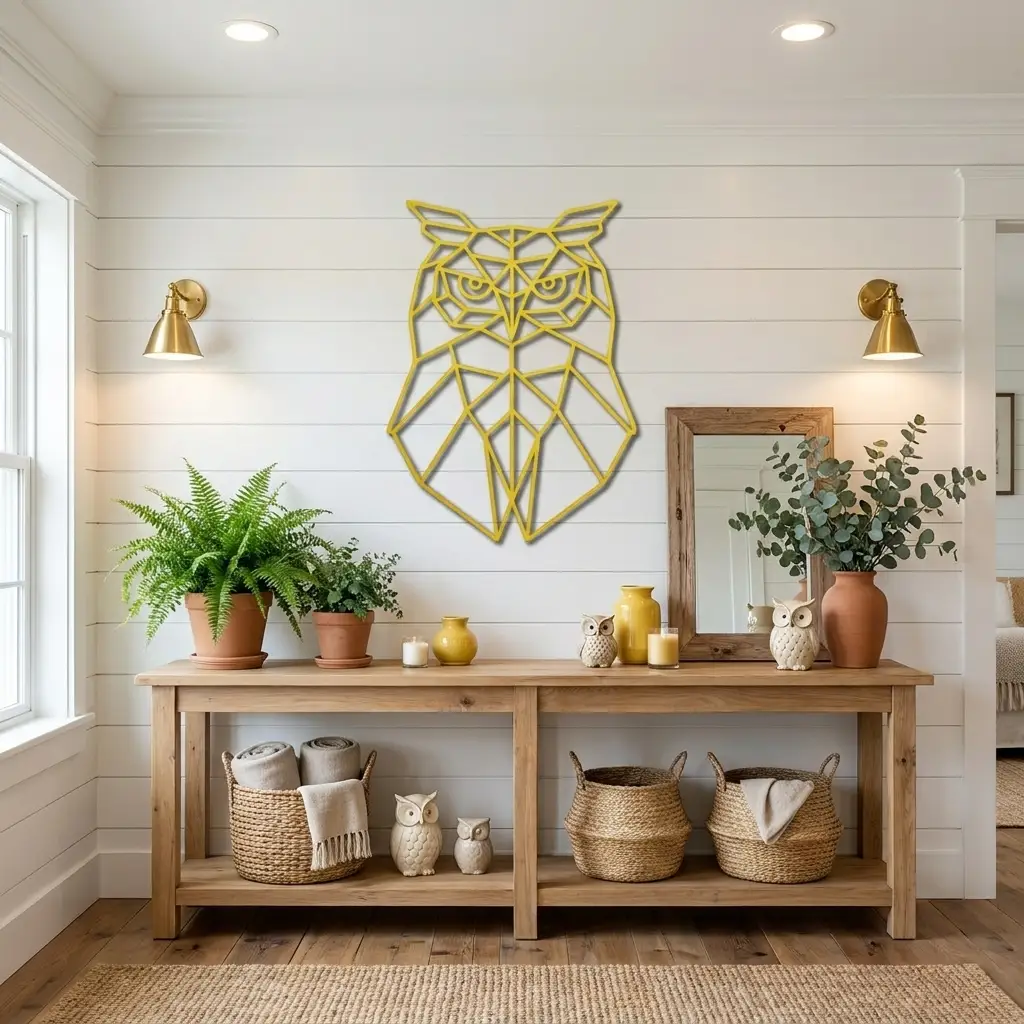 Geometric Owl Metal Wall Art | Modern Owl Metal Decor | Abstract Polygon Owl Wall Hanging | Contemporary Wildlife Wall Art | Nature Inspired Home Decor | Made in USA