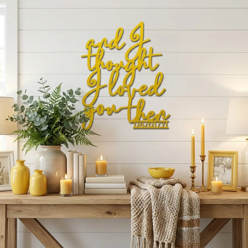And I Thought I Loved You Then Metal Wall Art – Personalized Wedding Date Sign – Anniversary Gift – Romantic Script Metal Decor