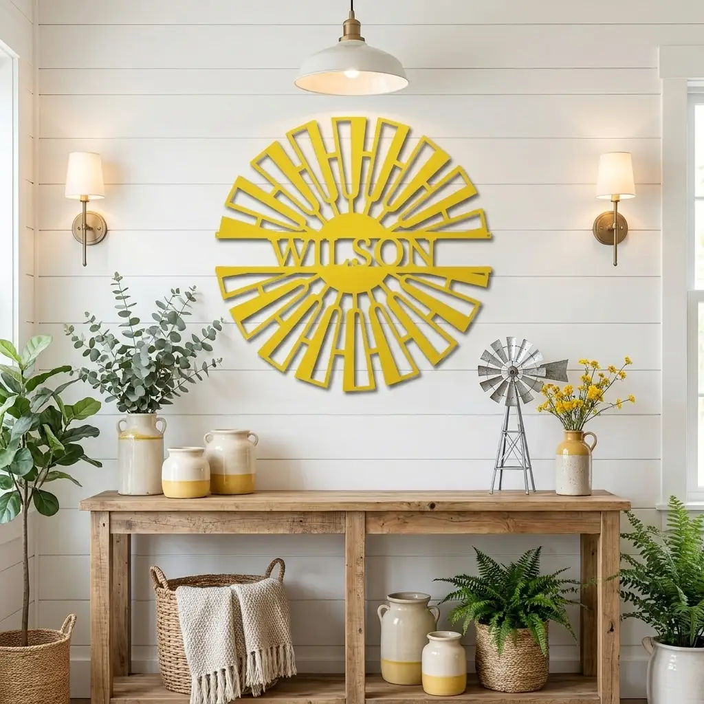 Windmill Custom Name Steel Wall Sign Metal Art