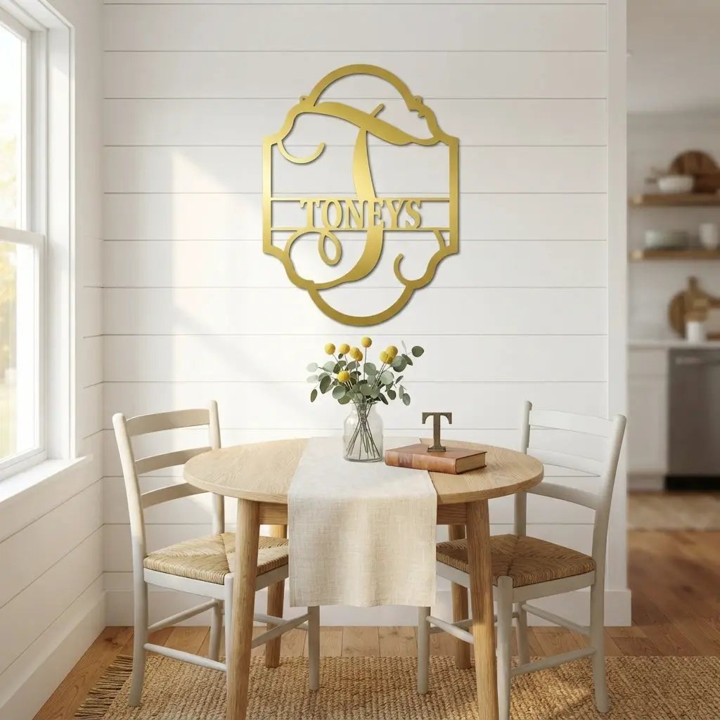 Elegant Personalized Monogram Metal Wall Art – Custom Initial and Family Name Sign – Decorative Steel Wall Decor – Wedding & Housewarming Gift