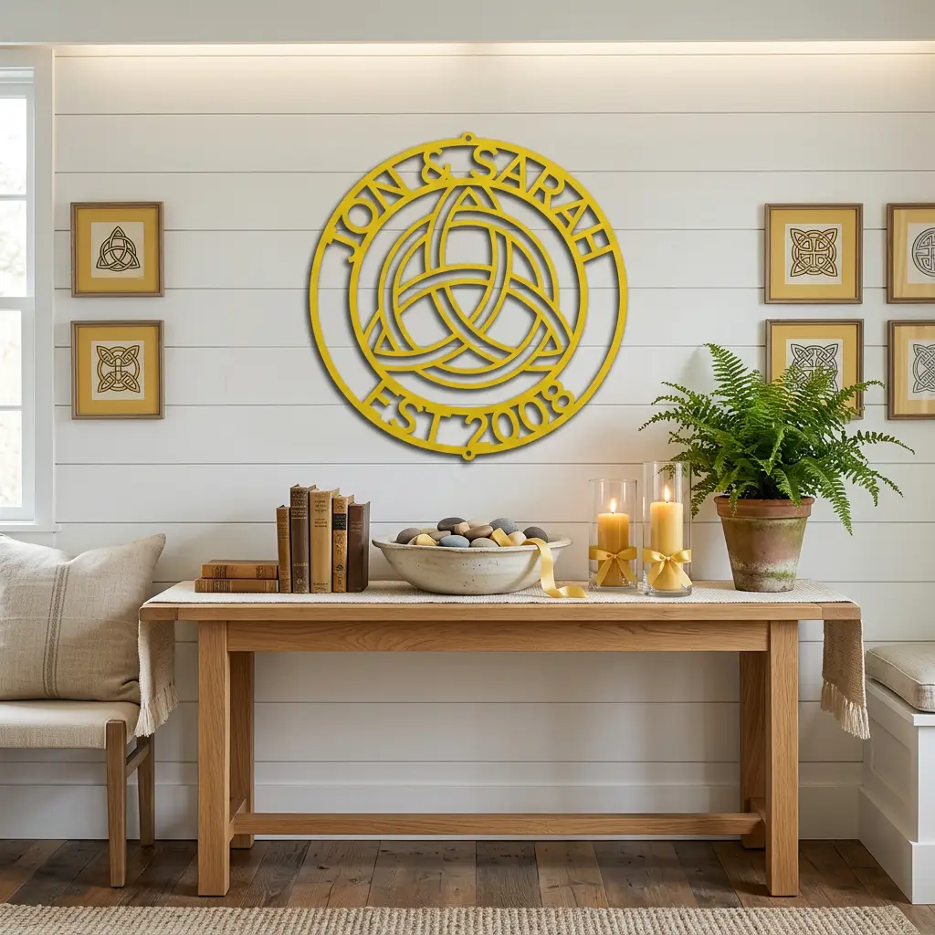 Personalized Celtic Knot Metal Wall Art | Custom Wedding Name Sign | Celtic Trinity Knot Steel Wall Decor | Anniversary Gift | Made in USA