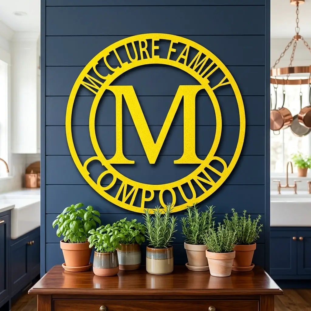 Letter Family Name Personalized Indoor Outdoor Steel Wall Sign Art