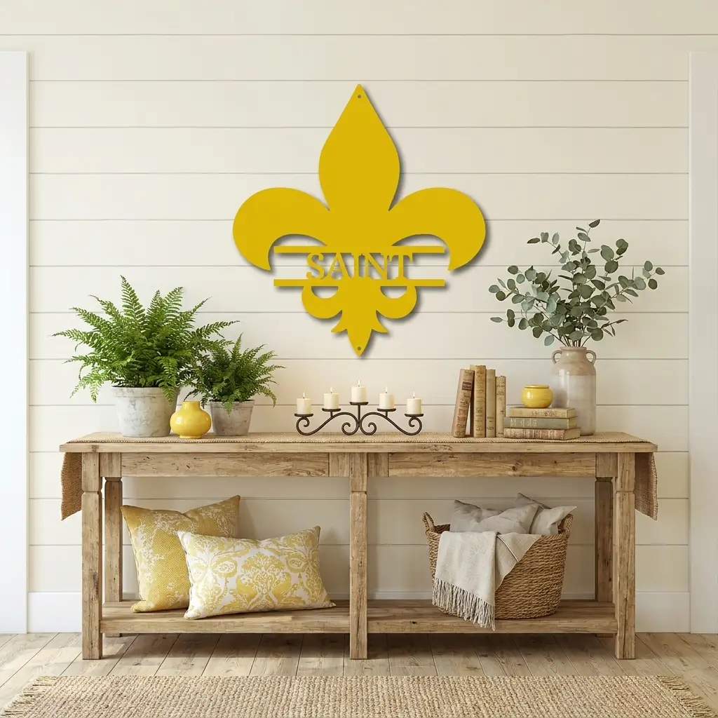 Personalized Fleur De Lis Metal Wall Art – Custom Name Sign – Louisiana Decor – Saints Inspired Wall Decor – Family Name Steel Sign